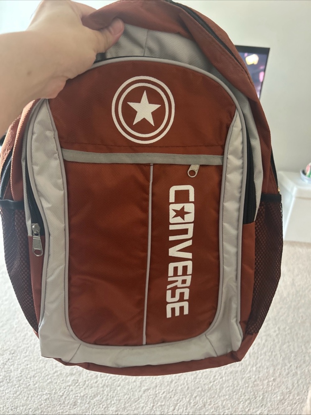 Converse Men's Rust and Light Gray Backpack with Star Logo